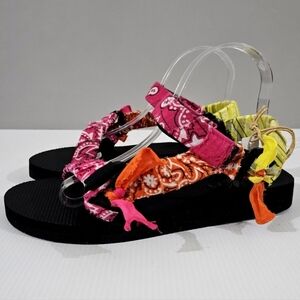 NEW Arizona Love Trekky Sandal EU 41 Black Pink Red Yellow Colorblock Bandana